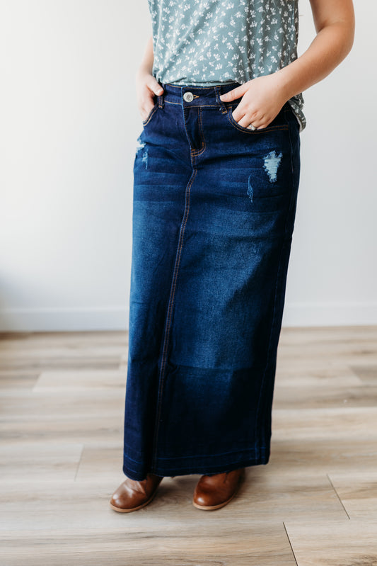 Clover Long Denim Skirt