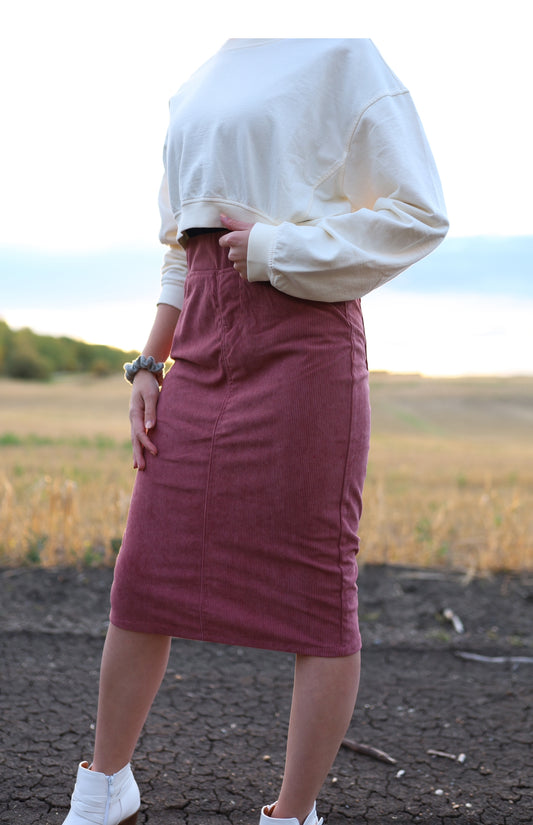 Dakota Corduroy Knee Length Skirt