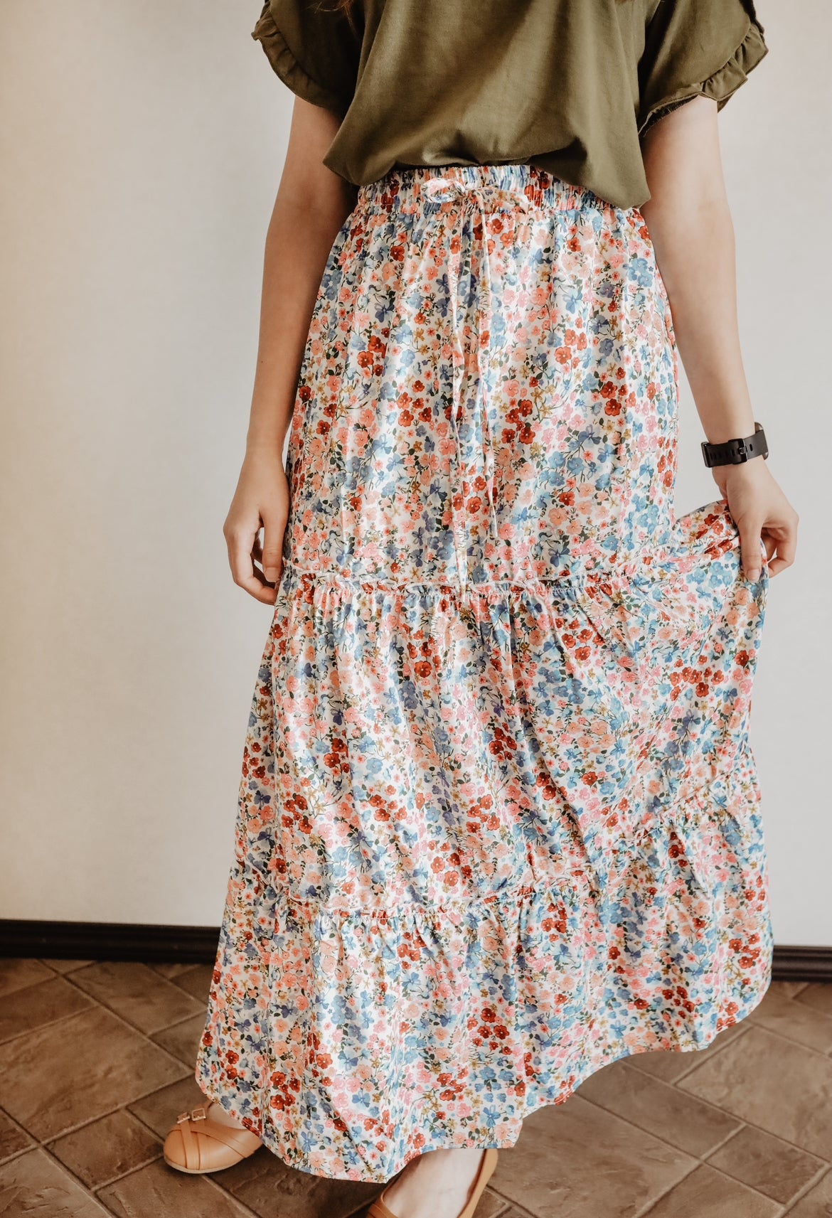 Kendall Floral Tiered Maxi Skirt