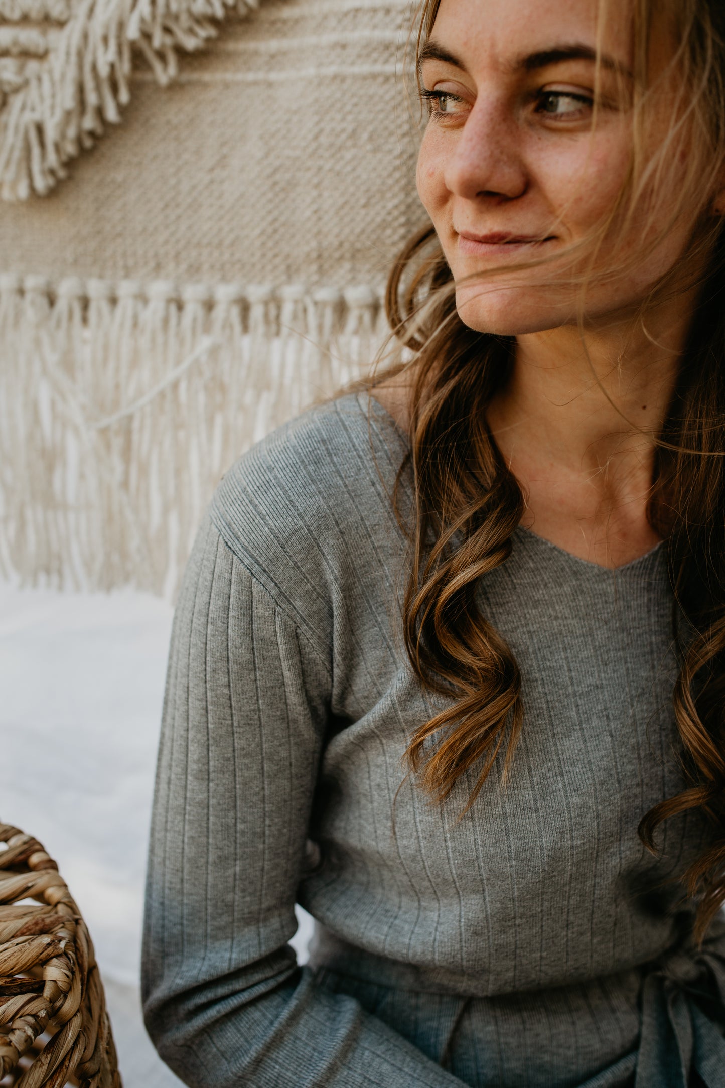 Ribbed Knit Dress in Grey