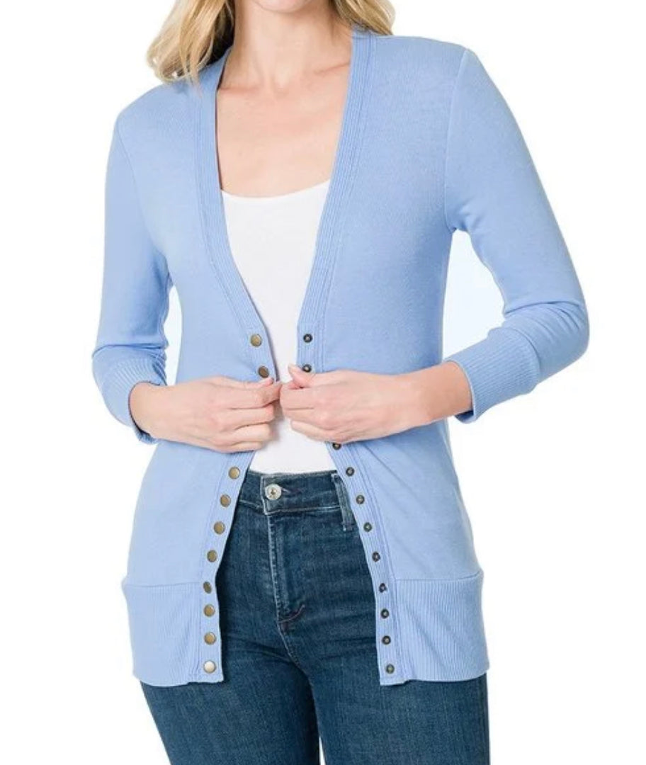 Harper Snap Front Cardigan Spring Blue