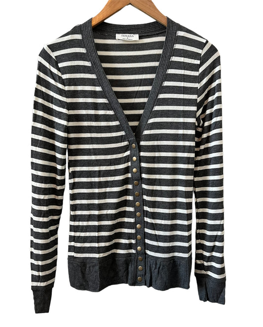 Harper Snap Front Cardigan Charcoal/White