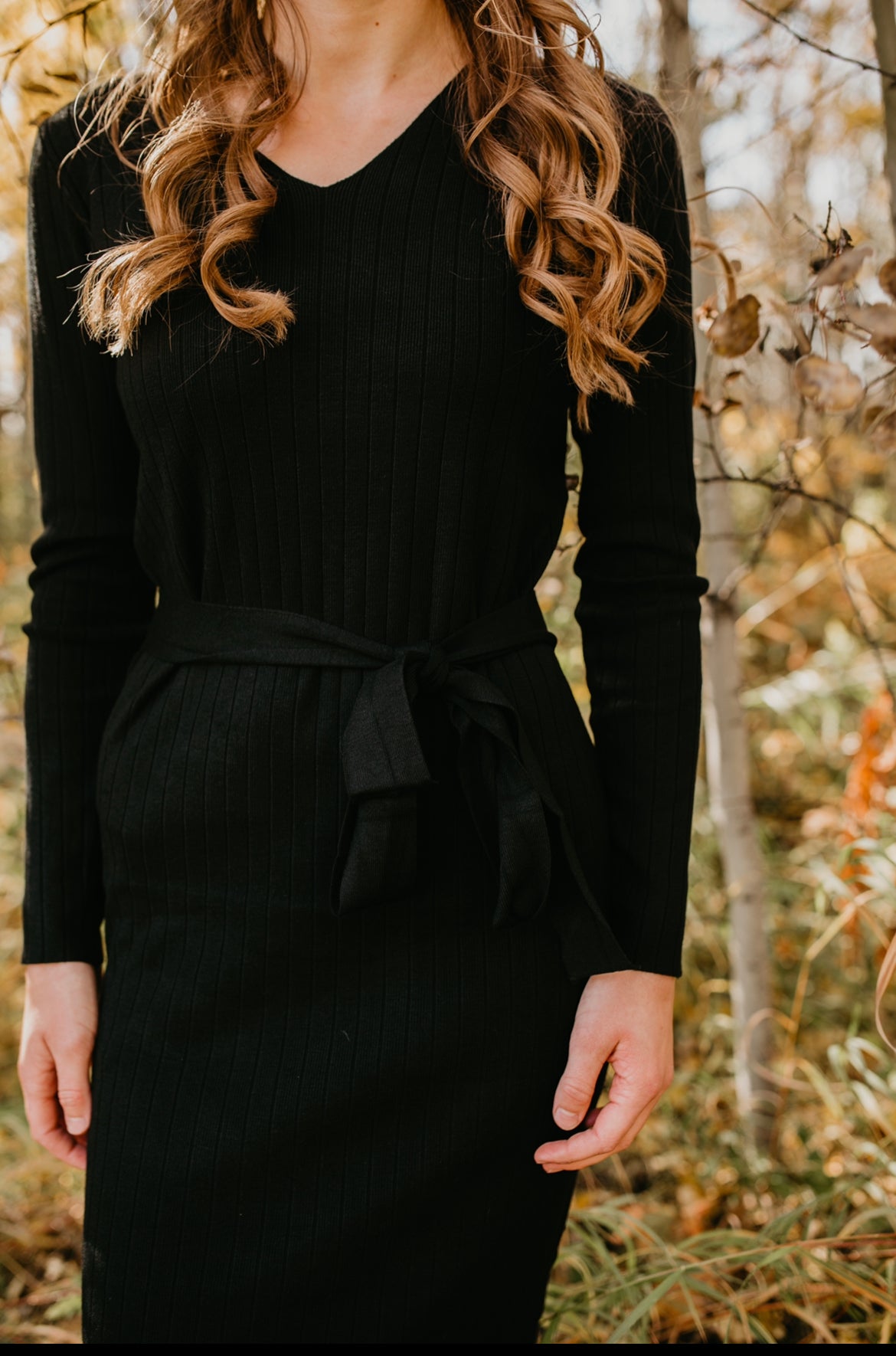 Ribbed Knit Dress in Black