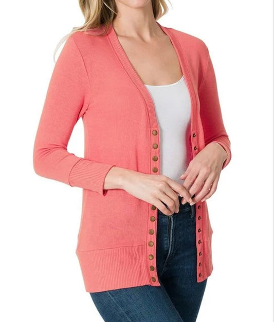 Harper Snap Front Cardigan Desert Rose