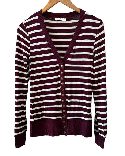 Harper Snap Front Cardigan Burgundy/White