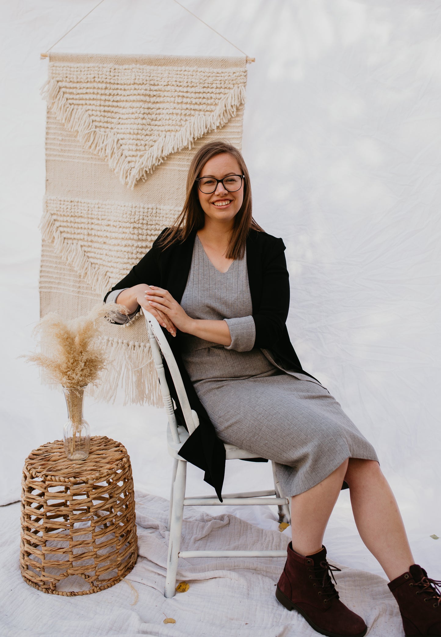 Ribbed Knit Dress in Grey