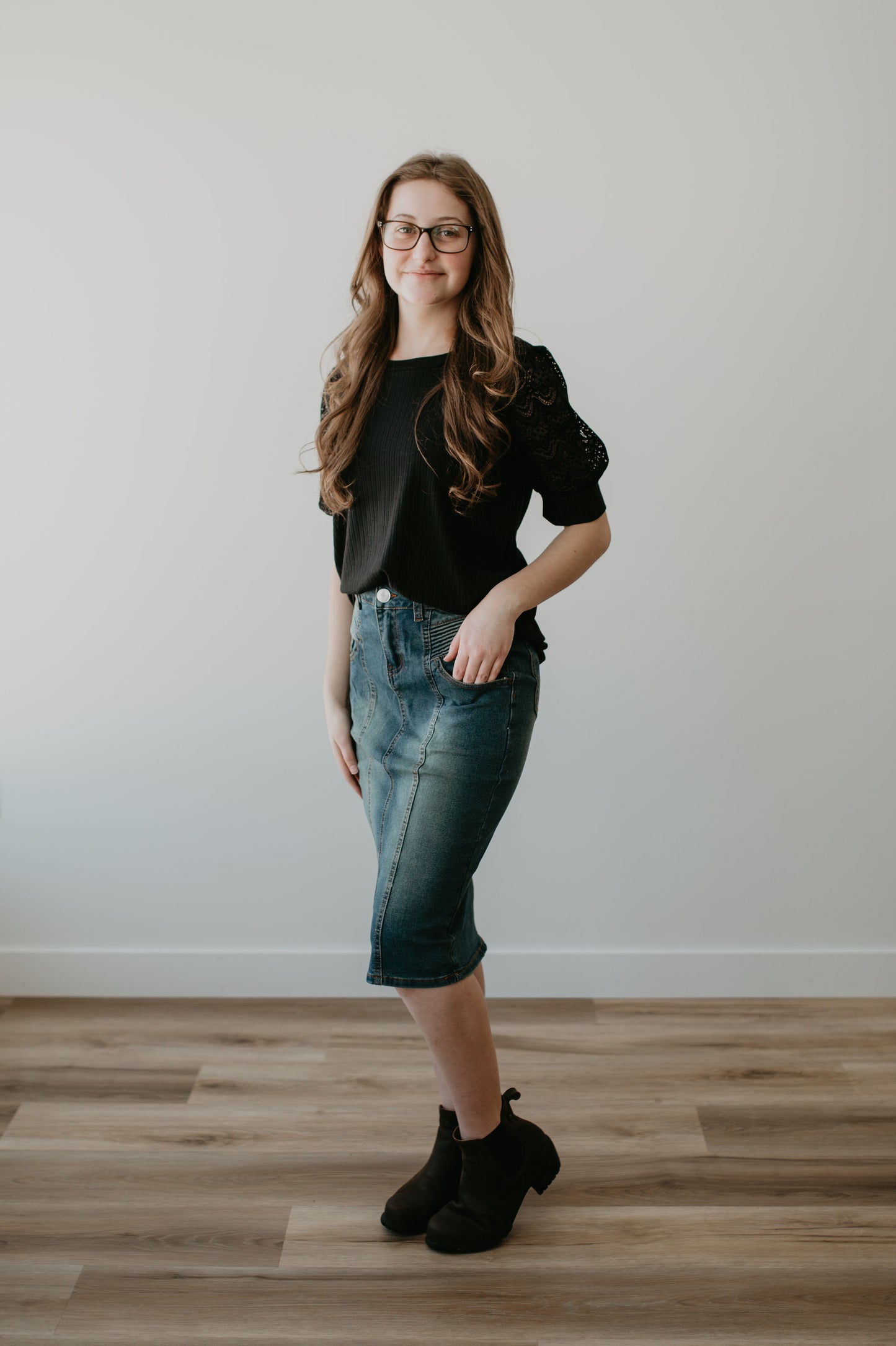 Peyton Midi Denim Skirt